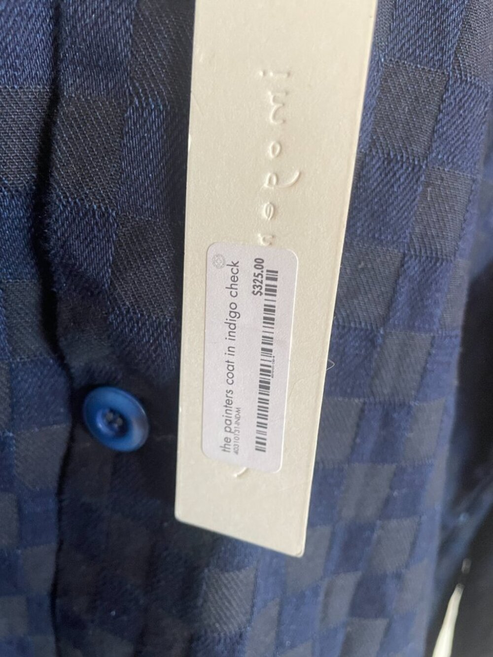 Imogene + Willie, Painter's coat in Indigo check, Medium, NWT - Picture 7 of 7